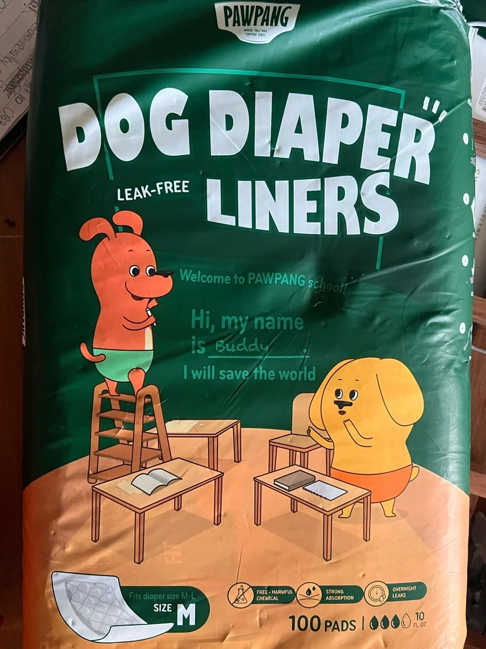 PAWPANG Dog Diaper Liners for Male & Female Dogs Size Medium M 100 ct